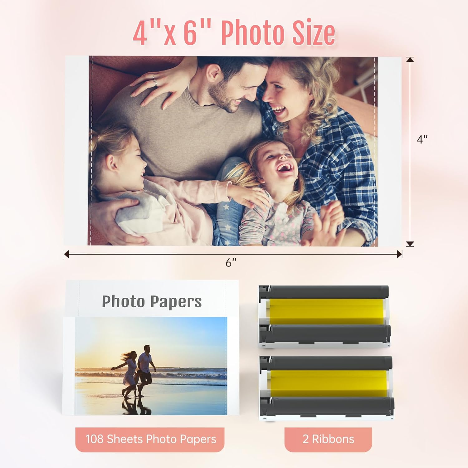 4"X 6" Photo Paper 108 Sheets and Two Ribbons - Image 7